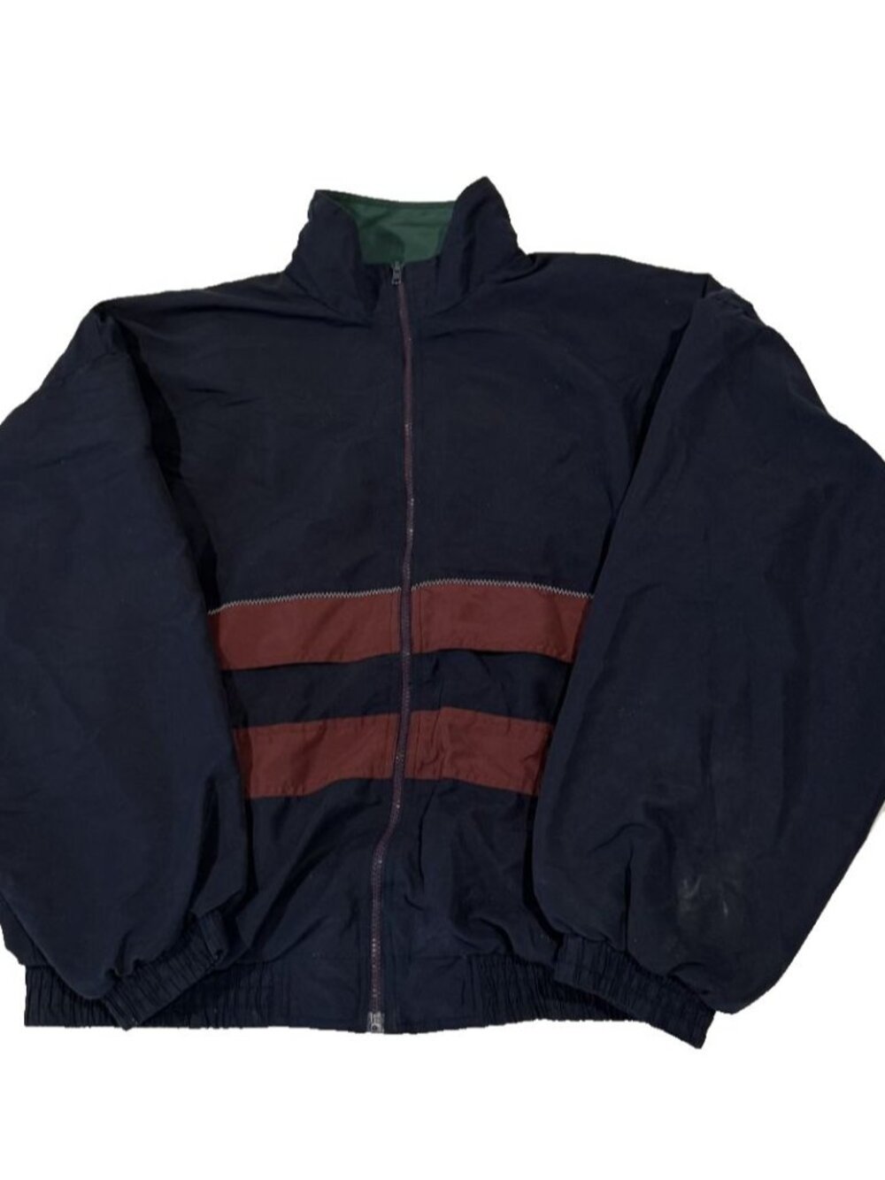 VTG Bill Blass Jacket Large L Windbreaker Navy Burgundy Colorblock Retro 90s Zip